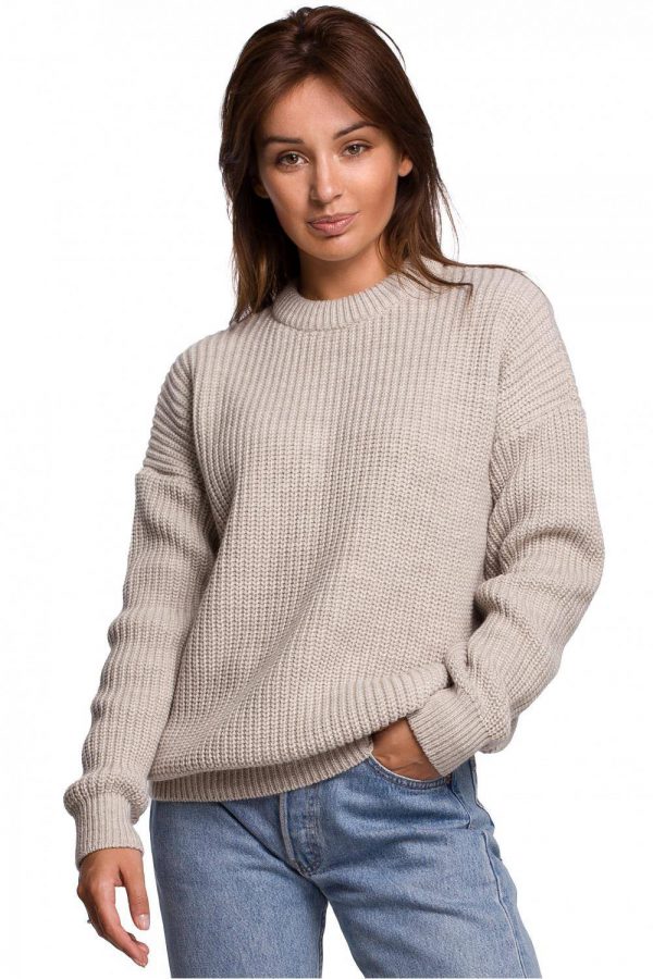 Sweter z grubą przędzą o łańcuszkowym splocie L/XL