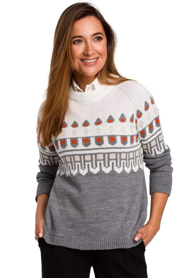 Sweter norweski szary damski S/M