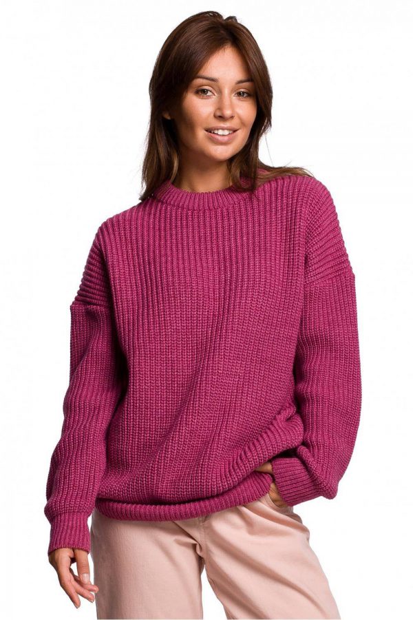 Sweter z grubą przędzą o łańcuszkowym splocie S/M