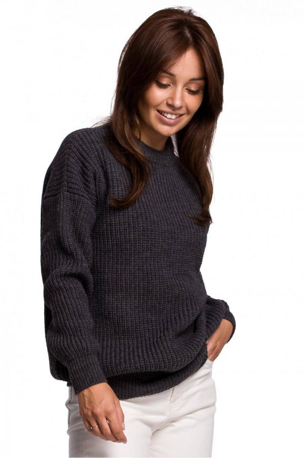 Sweter z grubą przędzą o łańcuszkowym splocie L/XL