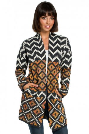 Sweter kardigan bez zapięcia w kolorowy aztecki wzór uniwersalny