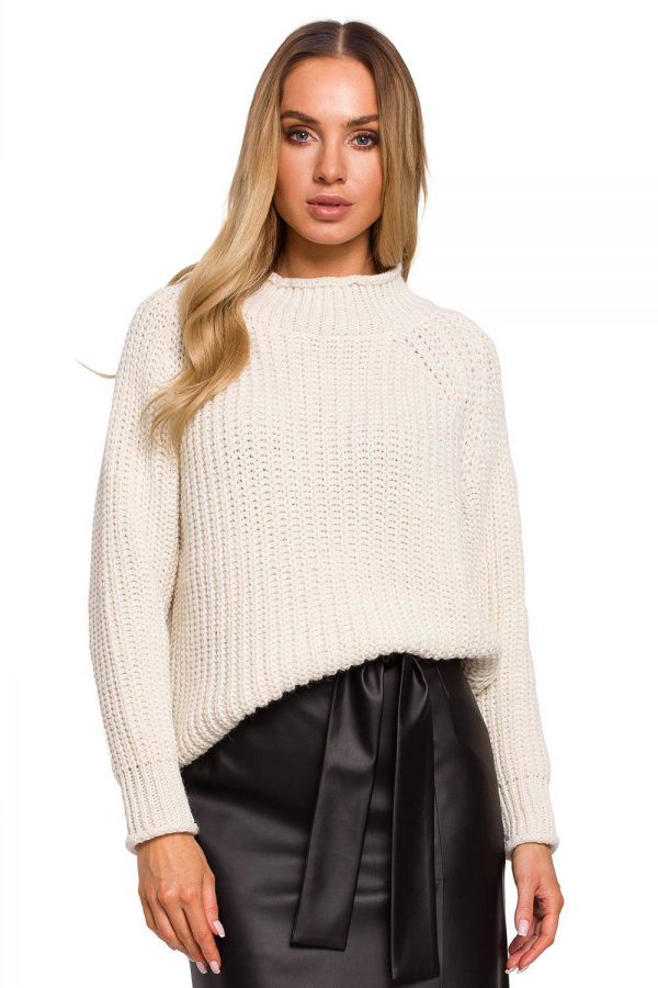 Krótki gruby sweter ze stójką S/M