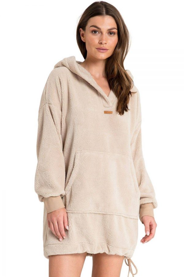 Pluszowa bluza-tunika oversize z kapturem L/XL