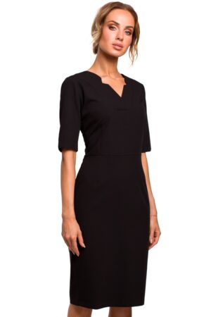 Sukienka elegancka ołówkowa dopasowana z podwyższoną talią czarna M
