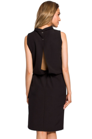 Sukienka elegancka ołówkowa z rozcięciem na plecach i wiązaniem czarna XXL