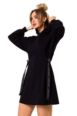 Sukienka bawełniana trapezowa jak bluza z kapturem czarna XXL