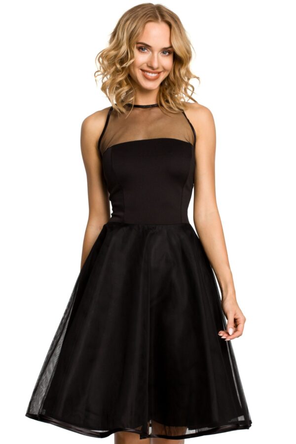 Sukienka wieczorowa rozkloszowana balowa z tiulem czarna XL