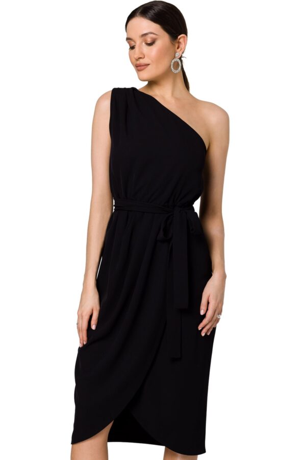 Koktajlowa sukienka asymetryczna na jedno ramię czarna S