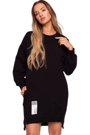 Sukienka bluza oversize asymetryczna bawełniana z zamkami czarna M